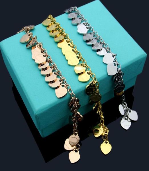 

womens 24 heart bracelets hand chain designer jewelry chain multi accessories bracelet gold silverrose gold full brand as weddin5574741, Black