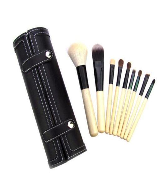 

stock brown makeup brushes sets 9pcs kit brand tools m foundation concealer powder6409547