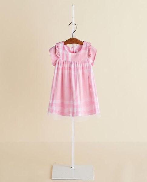 

summer baby kids dress children plaid ruffle fly sleeve splicing lace tulle dress designer kids clothes baby girls princess dress 6056835, Red;yellow