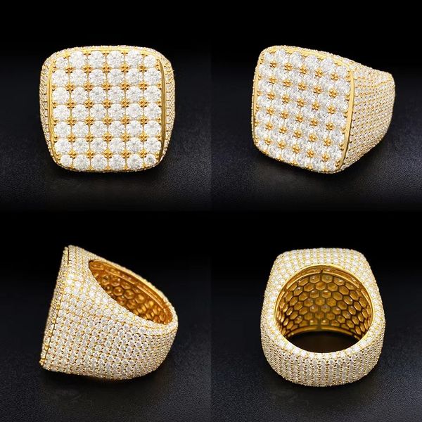

new european and american s925 silver diamond vvs moissanite ring classic fashion cube custom diamond ring for men and women