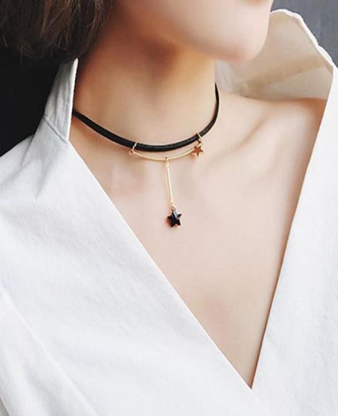 

doreenbeads fashion new vintage black star choker gothic clavicular chain necklace pentagram pendant charm necklace1 pc2885955, Golden;silver