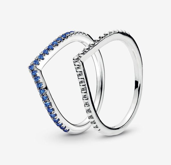 

100 925 sterling silver blue wishbone ring set for women wedding rings fashion jewelry accessories4662592, Slivery;golden