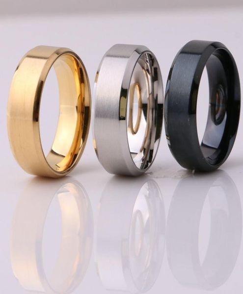 

fashion jewelry 8mm stainless steel ring band titanium silver black gold men size 6 to 13 wedding engagement rings9587763