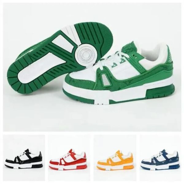 

2022 kids designer sneaker casual shoes leather abloh overlays sneakers white green red blue letter platform low virgil trainer size 28-35, Black