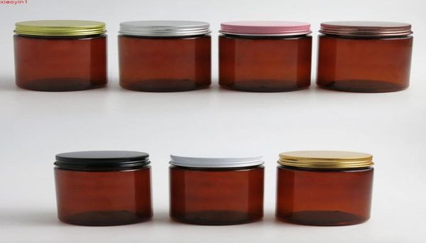 

24 x 250g empty amber cosmetic cream containers jars 250cc 250ml for cosmetics packaging plastic bottles with metal lidsgood qualt8631255