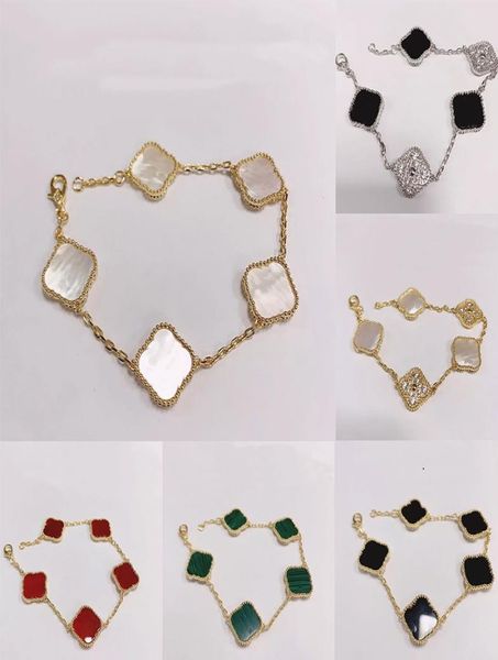 

fashion classic4four leaf clover charm bracelets bangle chain lucky agate shell motherofpearl for womengirl wedding designer j1574650, Golden;silver