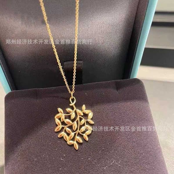 

designer new tiffay olive branch pendant 925 silver simple leaf necklace unisex