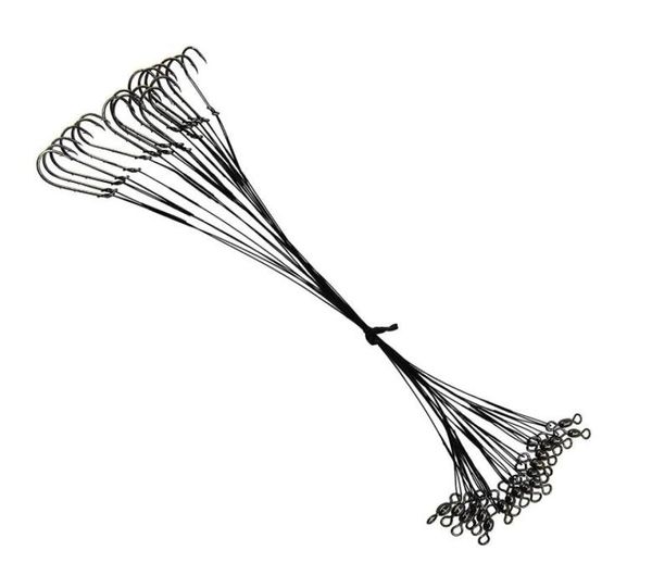 

18pcs fishing wire leader hook rigs stainless steel fishing leader wire rig snells trace with crane swivels9216313