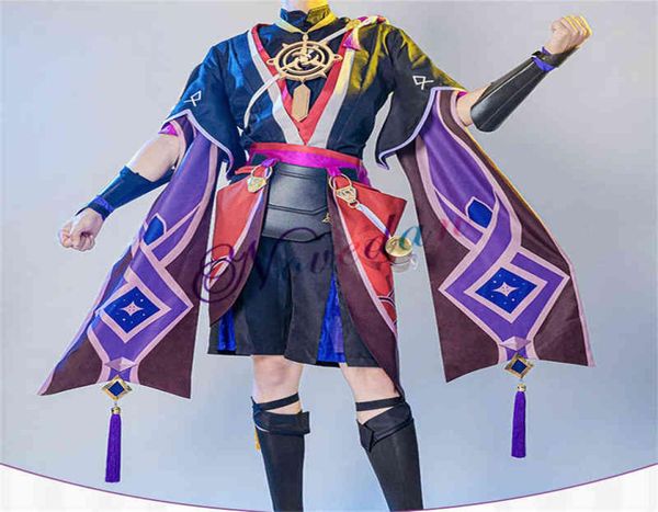 

genshin impact scaramouche cosplay outfit game suit anime wig genshin cosplay come carnival party dress hat full set y2205161550372, Black