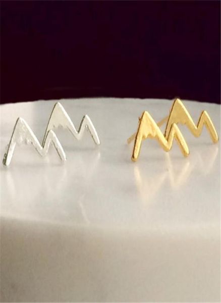 

fashion mountain stud earrings for women made by alloy europe sell mountain peak small earrings4131973, Golden;silver