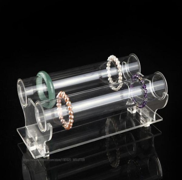 

detachable acrylic bracelet display holder stand 2 tube t bar bangle organizer anklet headware display case jewelry stands7892978, Pink;blue