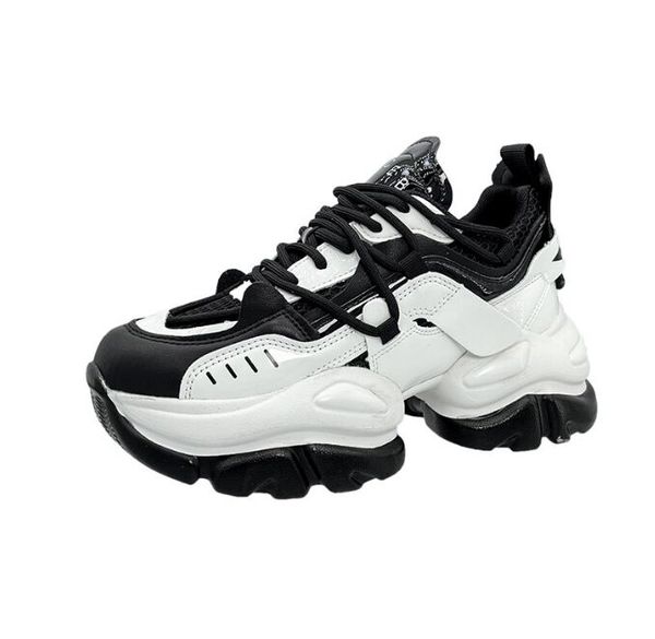 

women's summer platform shoes fashion comfortable lace-up mesh sneakers women's all-match walking shoes casual shoes, Black
