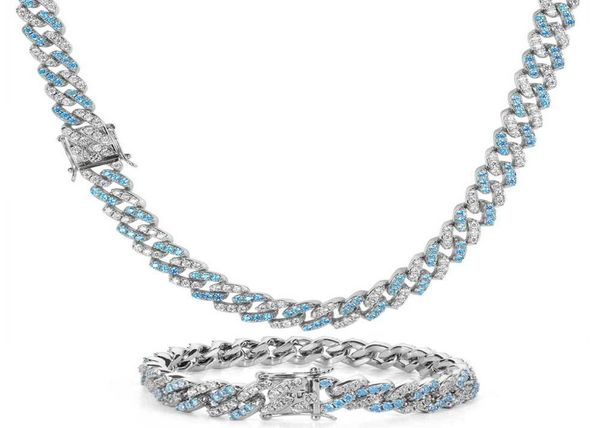 

cuban link chain 9mm zirconia necklace jewelry 16 18 20 22 24 inch european american hip hop electroplated necklace for men and wo5650168, Silver