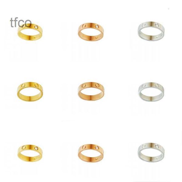 

4mm 5mm 6mm titanium steel silver gold love ring men and women rose gold jewelry for lovers couple rings gift wedding luxury jewelry engagem
