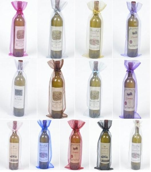 

organza sacks drawstring wine bags pouches 15x38cm favor bags soap makeup collection bags3986183, Pink;blue