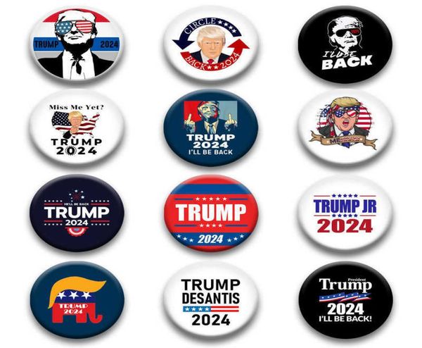 

new 228inch 58mm donald trump 2024 i will be back pinback buttons badge pin button medal bag clothing decoration america presiden5568028, Blue