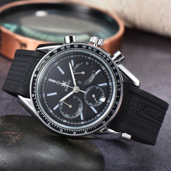 

new luxury brand omegx speedmastex series mens watch multifunctional chronograph rubber belt quartz automatic designer movement watches mont, Slivery;black