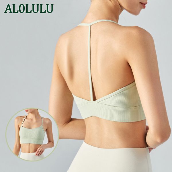 

al0lulu yoga t-back suspender bra shockproof sports underwear