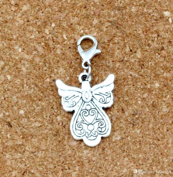 

100pcslots alloy flower wing floating lobster clasps charm pendants for jewelry making bracelet necklace diy accessories 178x37m9199103, Bronze;silver