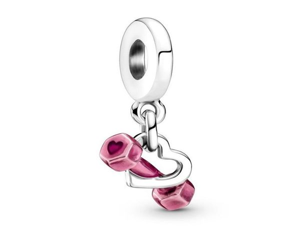 

fits pandora bracelets 20pcs silver dumbbells and hearts pink enamel dangle charm bead fit pandora charms bracelet beads for 925 s9003506, Black