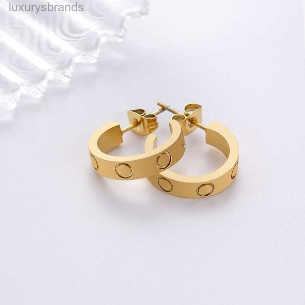 

high edition ear cuff charms love earrings for women girls ladies stud piercing jewelry engraved titanium steel gift designer jewelry, Golden;silver