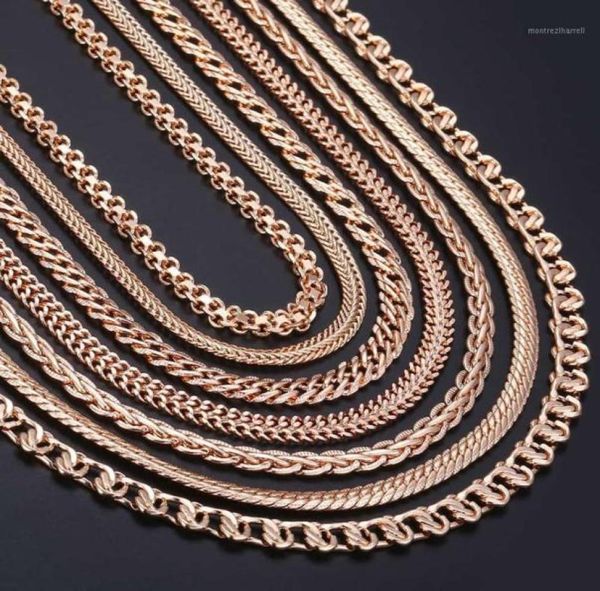 

7pcslot womens necklaces 585 rose gold filled braided foxtail hammered wheat cuban weaving bismark link chain whole lcnn1a ch3492245, Silver