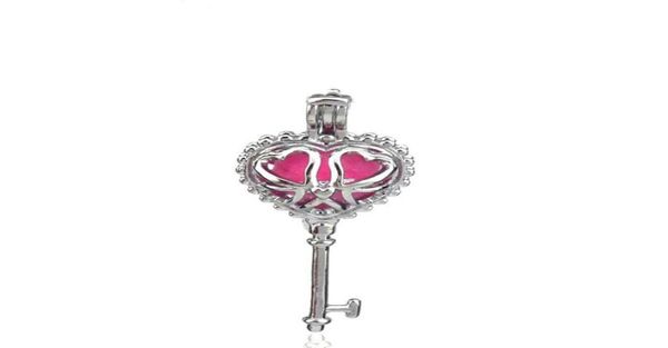 

10pcslot silver alloy beauty heart key girl oysters beads cage locket pendant aromatherapy perfume essential oils diffuser2537887