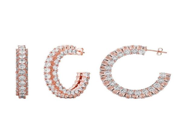 

women earrings for party wedding 18k yellow gold plated full sparky cz earrings for girls women gift7078499, Golden;silver