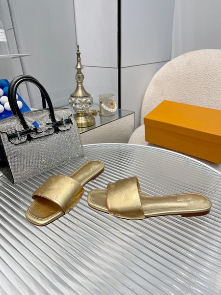 

designer sandals classic women flat leather slippers summer beach platform slides sand beige sandles 0709, Black