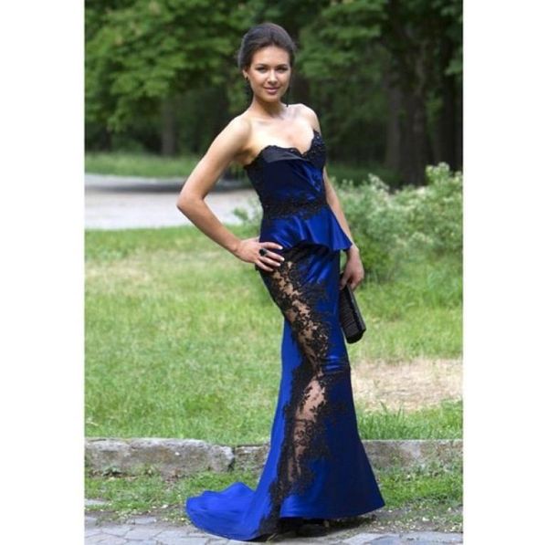 

2017 strapless mermaid lace applique sequin zipper evening gowns custom made prom dresses1185979, Black;red