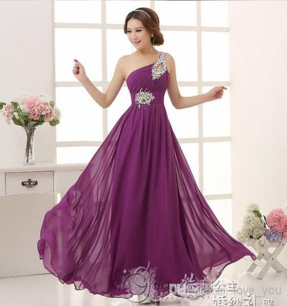 

fashion oneshoulder sequin and beaded aline long prom bridesmaid dresses6454480, Black
