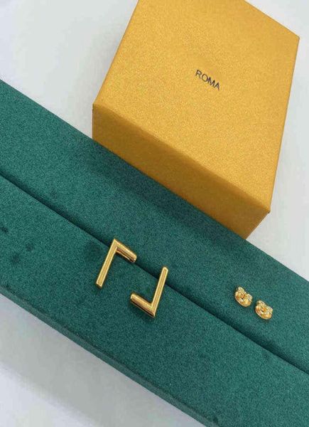 

designer gold stud earrings fashion letter f luxury charm jewelry designer earring for women jewelry hoop huggie studstuds men d212448642, Golden