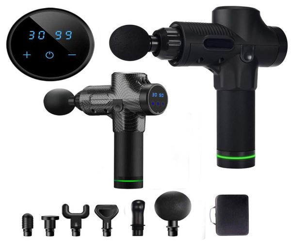 

fascia gun lcd touch screen display massage gun 6 heads 30 speed gear deep muscle massager gun body tissue percussion massager 2019977454