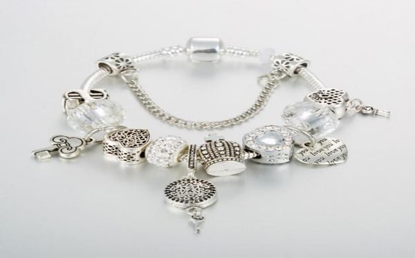 

strands bracelet charm white crystal beads diy heart pendant jewelry whole8636056, Black