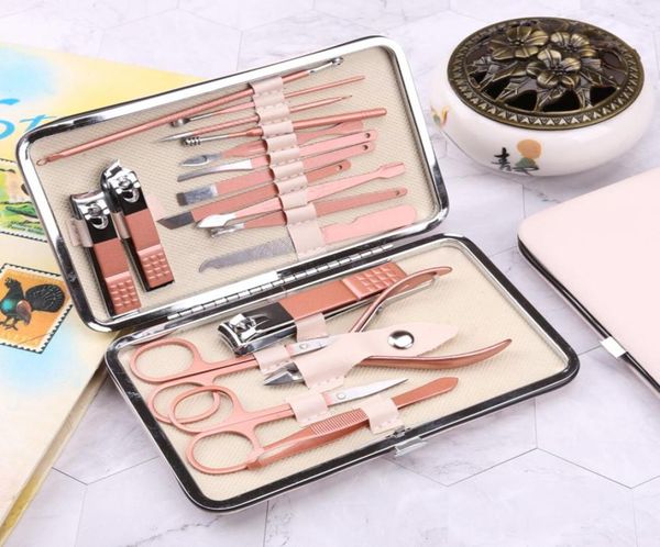 

2022 nail art kits 18pcs set stainless steel manicure kit pedicure grooming clippers tools care for men womens drop5952311