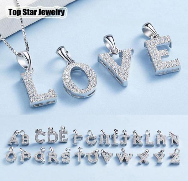 

fashion s925 silver jewelry solid microinserts cz diy az 26 english letters name pendants necklace for women men family lovers g2447222