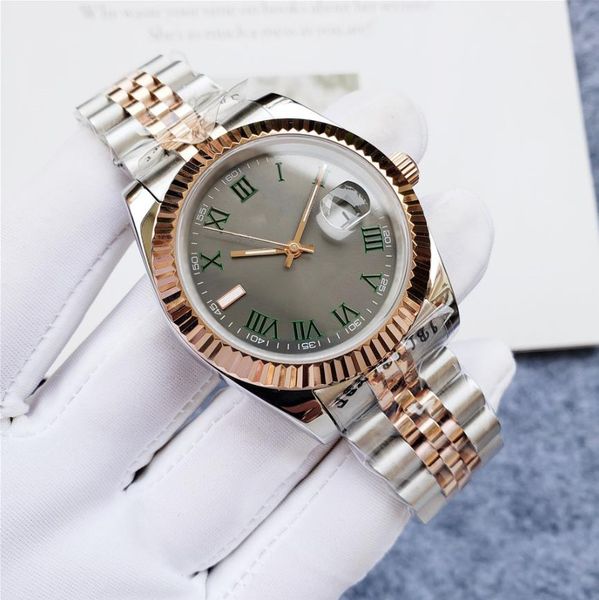 

men's fashion automatic mechanical watch christmas luxury watch size 41mm roman nail rose gold sapphire glass u1 waterproof designer wa, Slivery;brown