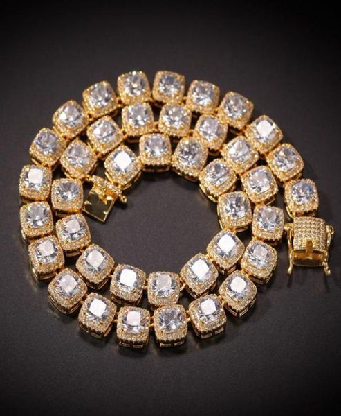 

hip hop bling chains jewelry mens iced out diamond tennis chain necklace bracelet square zircon necklaces 7inch24inc9755832, Silver