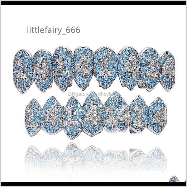 

grillz dental body drop delivery 2021 luxury designer jewelry mens hip hop dents teeth grillz iced out diamond grills rock dj rapper bling s, Black