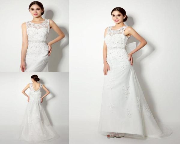 

in stock mermaid lace wedding dresses with big bow 2018 whiteivory bridal gowns appliques crystal wedding dress 322394295728, White