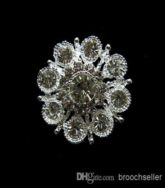 

sparkly silver plated clear rhinestone crystal diamante flower pins party prom wedding boquet accessory brooch gift5372781, Gray