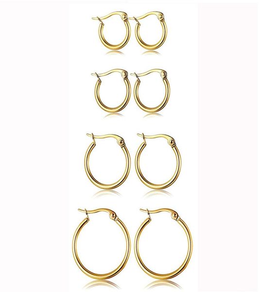 

stainless steel hoop earrings 15mm60mm exaggerated large round buckle hoop earring for women jewelry accessories gift4617277, Golden;silver