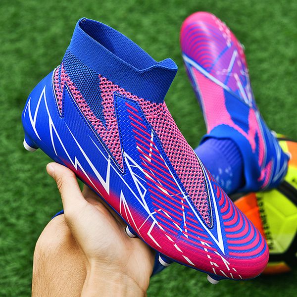 

dress shoes soccer society children's football boots long spikes kids fg high ankle boot futsal man 230714, Black
