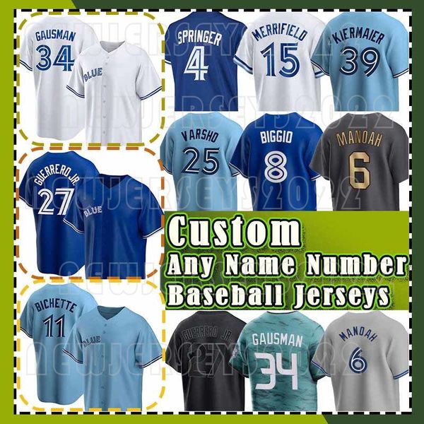 

27 vladimir guerrero jr. kevin gausman baseball jersey whit merrifield george springer blue daulton varsho jays alejandro kirk bo bichette m, Blue;black