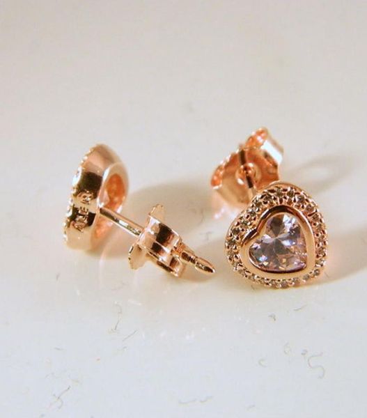 

rose gold heart stud earrings original silver fits for style jewelry 280568pcz h8ale h83052600, Golden;silver