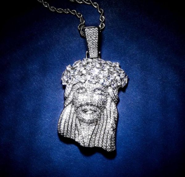 

iced out pendant necklace large jesus gold silver necklaces mens hip hop jewelry3372019