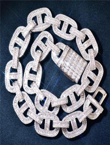 

new fashion trendy 16inch 24inch 18k yellow white gold plated bling cz cuban chain necklace punk hiphop rapper jewelry5453893, Silver