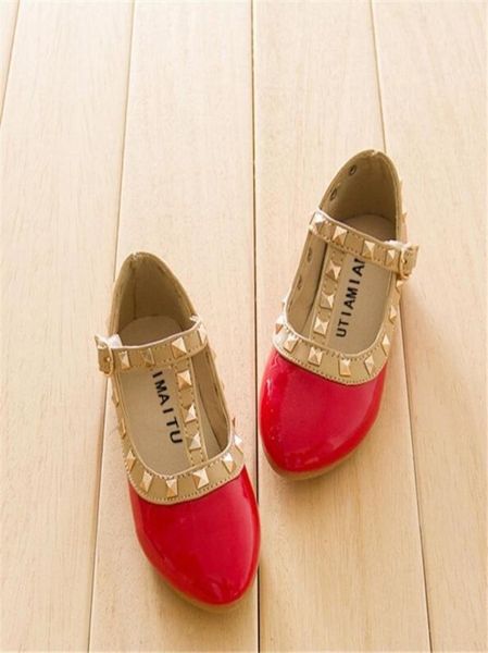 

autumn girls leather shoes children girls baby princess sneakers rivets single shoes kids dancing shoes 2011282228041, Black;red