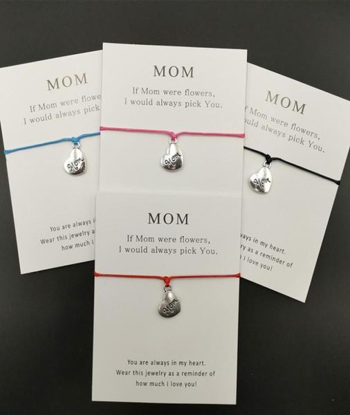 

infinity wish paper card handemade woven adjustable bracelets love mom charm lucky rope bracelet jewelry women girls nurse small g1989896, Golden;silver