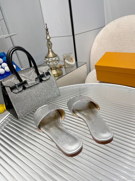 

designer women sandals womens slides crystal calf leather casual shoes quilted platform summer beach slipper with box 0709, Black